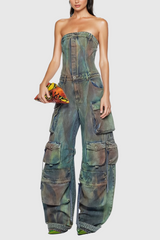 Emma Camouflage Denim Jumpsuit