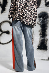 Erica Leopard Deconstruct Stripe Jeans