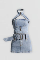 Esther Halterneck Denim Dress