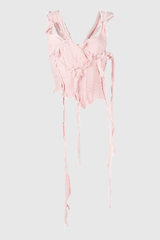 Flora Fringe Corset Top In Pink