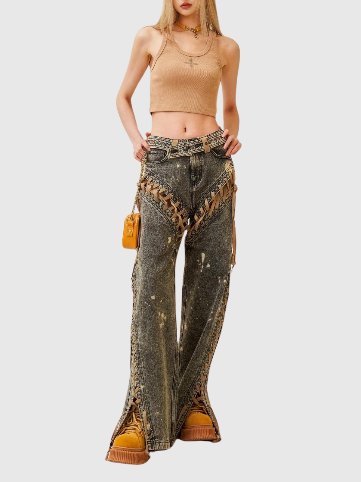 Frances Cowboy Lace Up Jeans