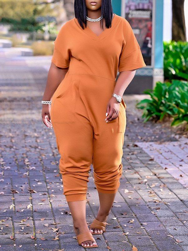 Indiebeautie Solid V-Neck Jumpsuit