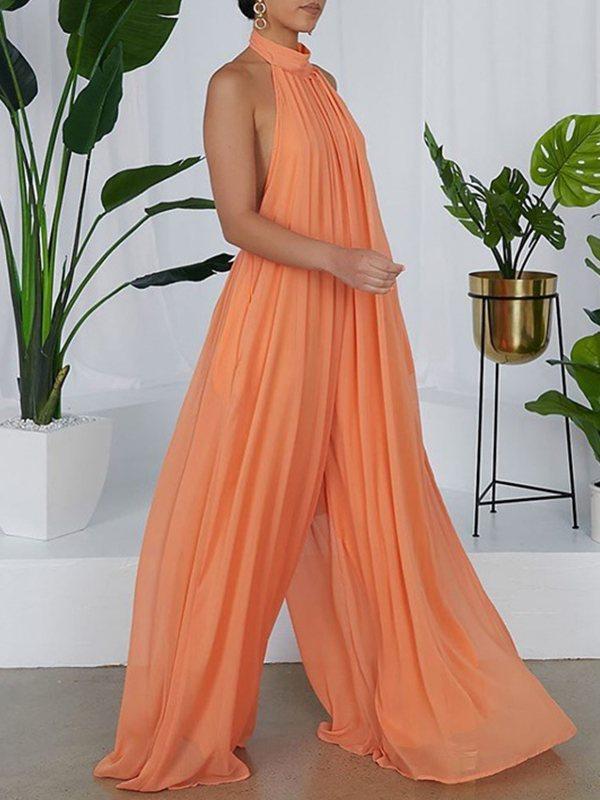 Indiebeautie Halter Chiffon Jumpsuit