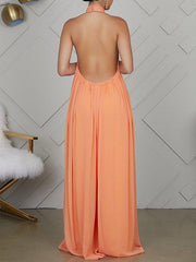 Indiebeautie Halter Chiffon Jumpsuit