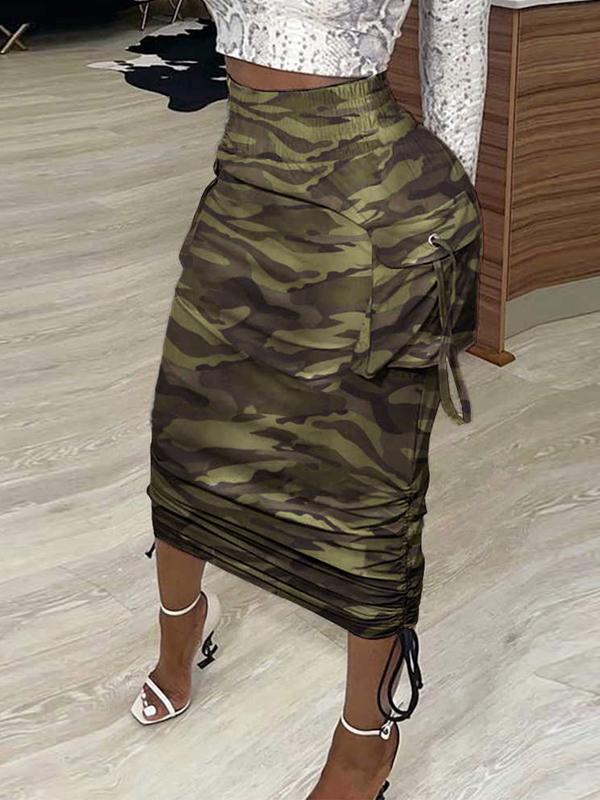 indiebeautie Camo Drawstring Skirt