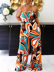 Indiebeautie Printed Strapless Tied-Back Jumpsuit