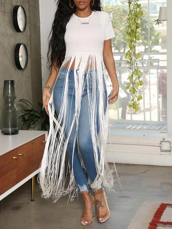 indiebeautie Fringe-Combo Short-Sleeve Top