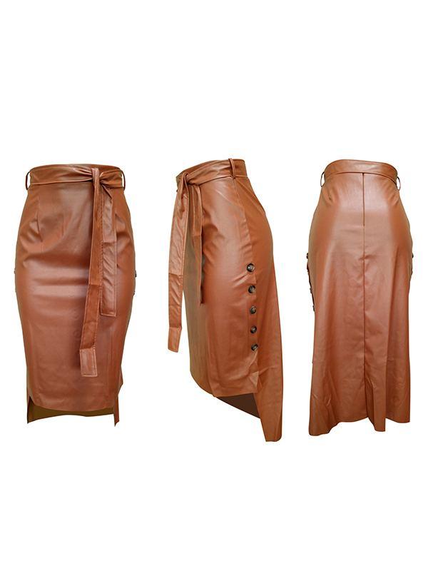 Indiebeautie Tied Faux-Leather Skirt