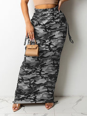 Camo Drawstring Skirt--Clearance