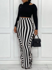 Fringe Combo Stripe Skirt--Clearance