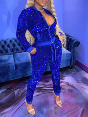 indiebeautie Sequin Jacket & Jogger Pants Set