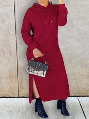 Solides Hoodie-Kleid mit Schlitz – Ausverkauf