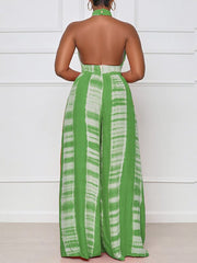 Printed Halter Wide-Leg Jumpsuit--Clearance