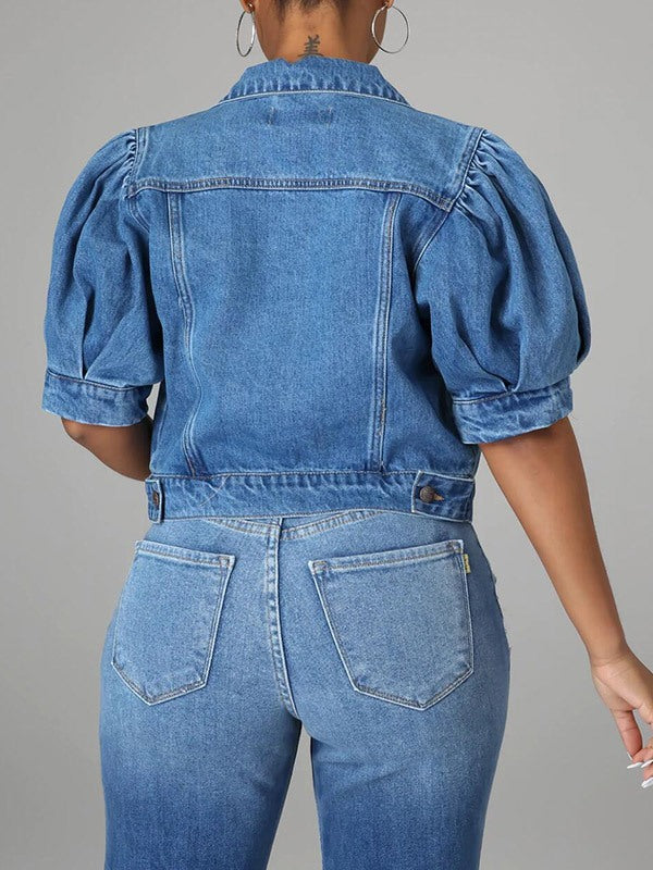 Indiebeautie Puff Sleeve Denim Jacket