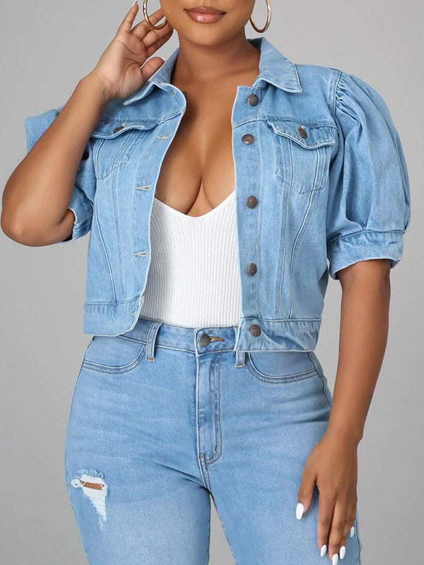 Indiebeautie Puff Sleeve Denim Jacket