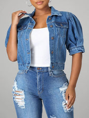 Indiebeautie Puff Sleeve Denim Jacket