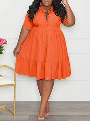 Indiebeautie Solid Ruffle Shirt Dress