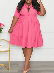 Indiebeautie Solid Ruffle Shirt Dress