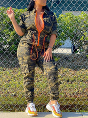 indiebeautie Camo Zip-Front Jumpsuit