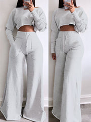 Indiebeautie Raw-cut Sweatshirt & Wide-Leg Pants Set