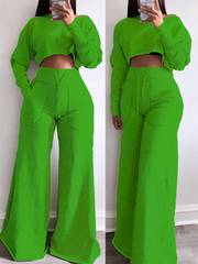 Indiebeautie Raw-cut Sweatshirt & Wide-Leg Pants Set