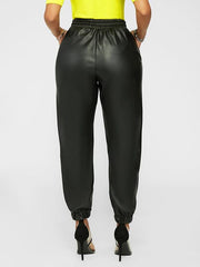 Drawstring Faux-Leather Jogger Pants