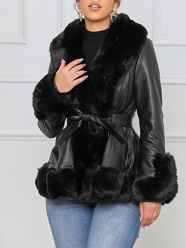 indiebeautie Faux Fur & Faux Leather Jacket