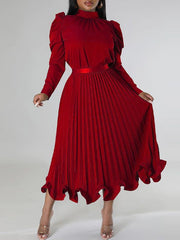 Indiebeautie Puff-Sleeve Top & Pleated Skirt Set