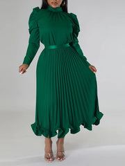 Indiebeautie Puff-Sleeve Top & Pleated Skirt Set