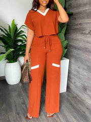 Indiebeautie V-Neck Top & Drawstring Pants Set