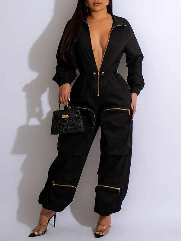 Indiebeautie Zip-Front Cargo Jumpsuit