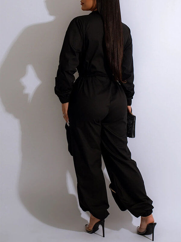 Zip-Front Cargo Jumpsuit--Clearance