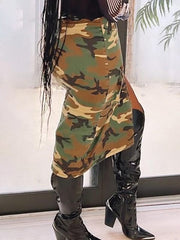 Indiebeautie Camo Cargo Slit Skirt