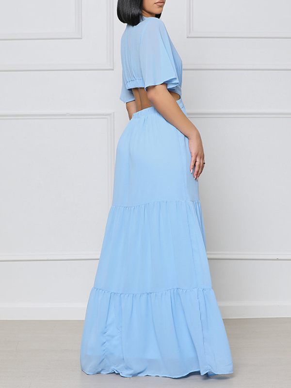 Indiebeautie V-Neck Cutout Maxi Dress