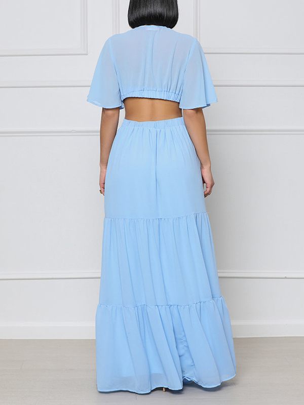 Indiebeautie V-Neck Cutout Maxi Dress