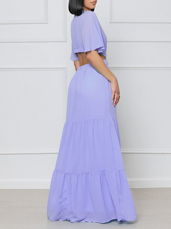 Indiebeautie V-Neck Cutout Maxi Dress