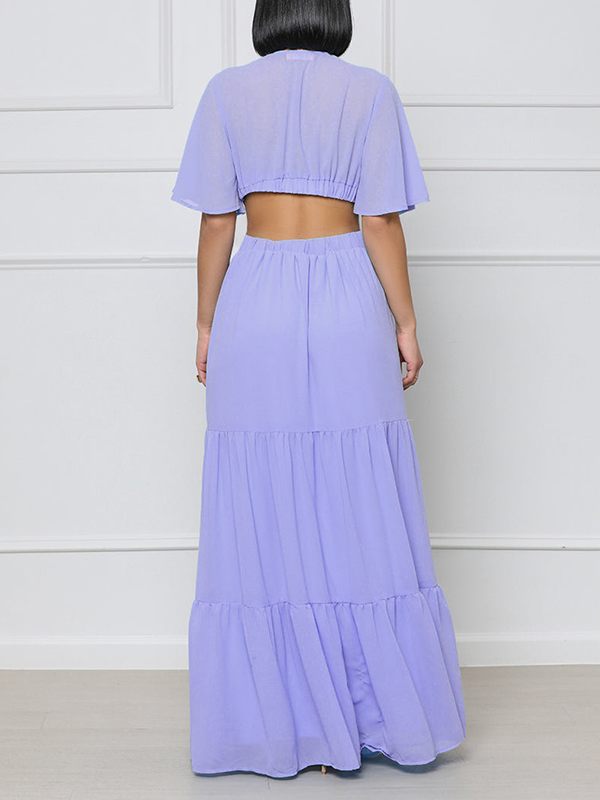 Indiebeautie V-Neck Cutout Maxi Dress