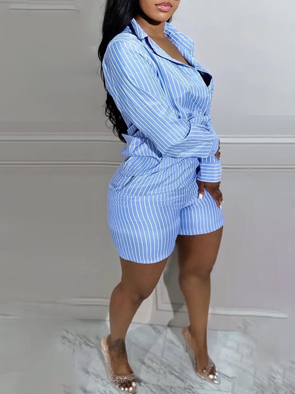 Indiebeautie Stripe Shirt & Shorts Set