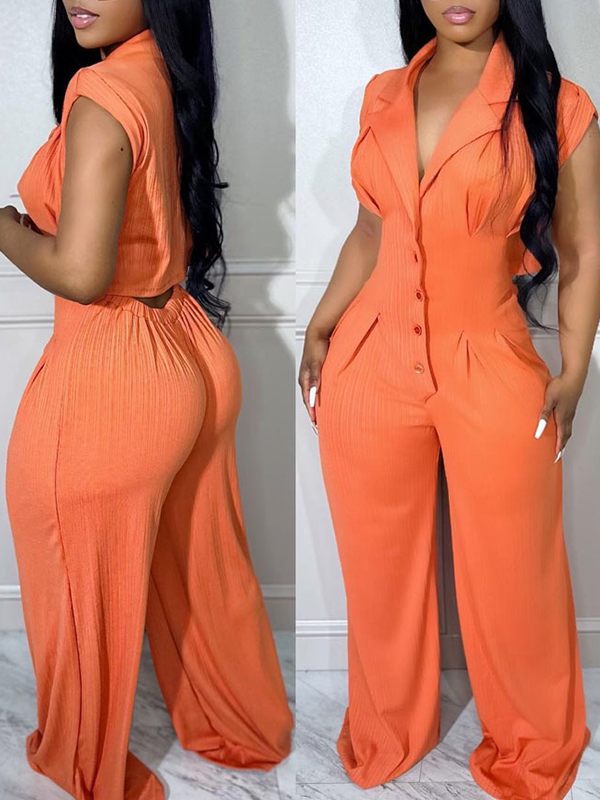 Indiebeautie Button-Front Cutout Jumpsuit