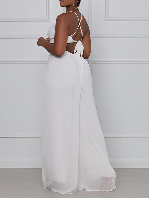 Indiebeautie Chiffon Wide-Leg Jumpsuit