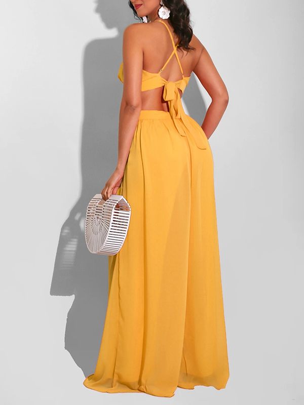 Indiebeautie Chiffon Wide-Leg Jumpsuit