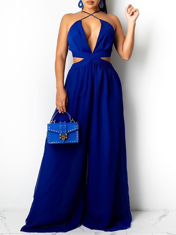 Indiebeautie Chiffon Wide-Leg Jumpsuit