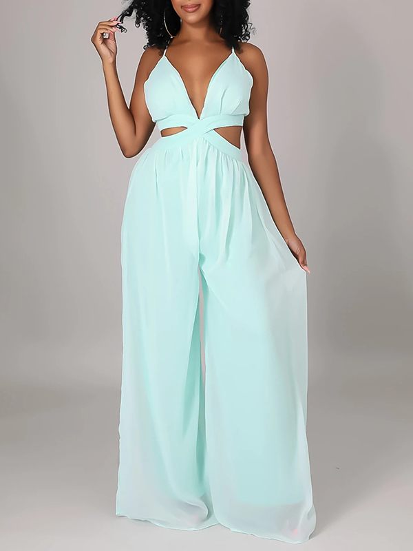 Indiebeautie Chiffon Wide-Leg Jumpsuit