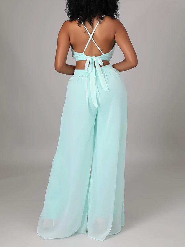 Indiebeautie Chiffon Wide-Leg Jumpsuit