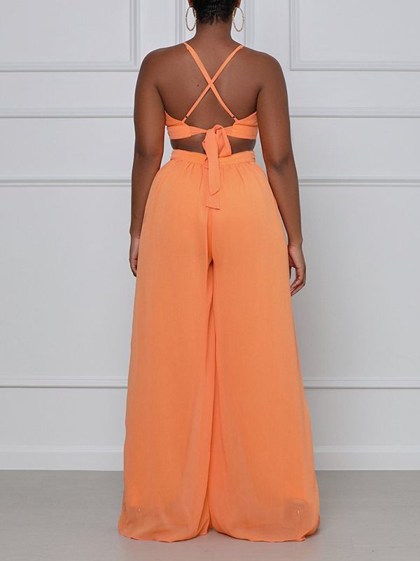 Indiebeautie Chiffon Wide-Leg Jumpsuit