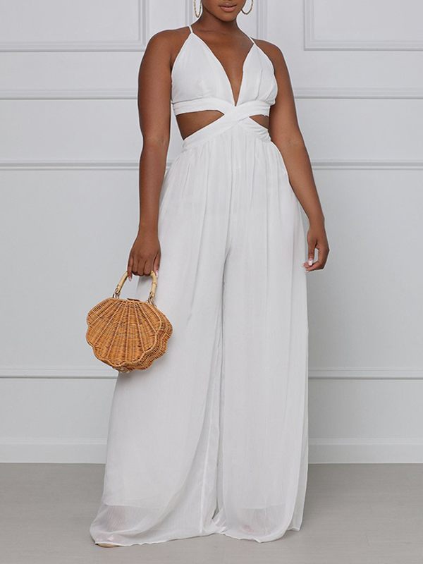 Indiebeautie Chiffon Wide-Leg Jumpsuit