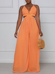 Indiebeautie Chiffon Wide-Leg Jumpsuit