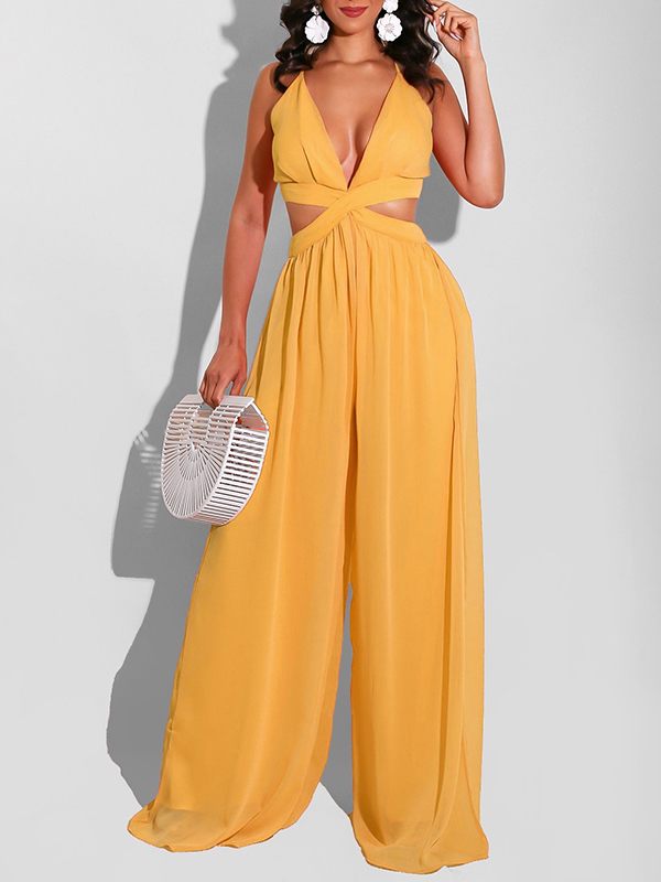 Indiebeautie Chiffon Wide-Leg Jumpsuit