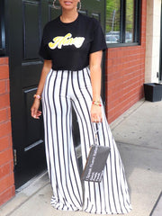 Indiebeautie Logo Tee & Stripe Pants Set