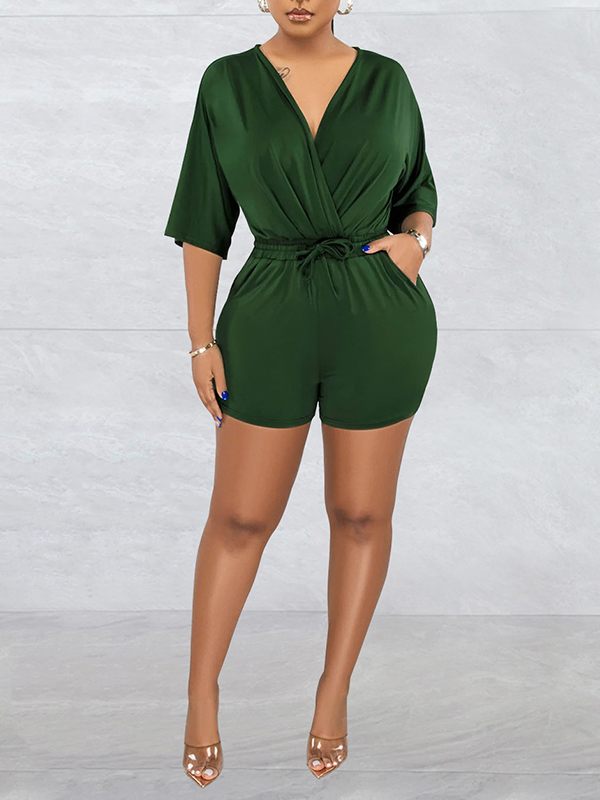 Indiebeautie V-Neck Drawstring Romper